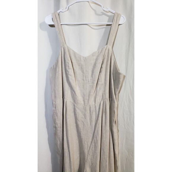 Old Navy Plus Size 2X Fit & Flare Natural Color Cami Jumpsuit Linen Blend - Picture 4 of 9